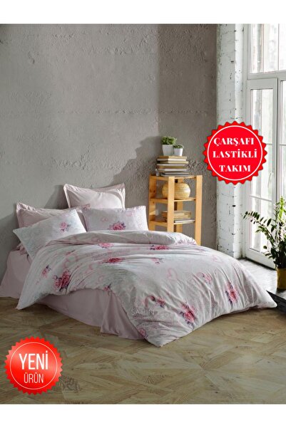 Şahinhome Rose Kelebek Genç Odası Tek Kişilik Lastikli Çarşaflı Nevresim Takımı