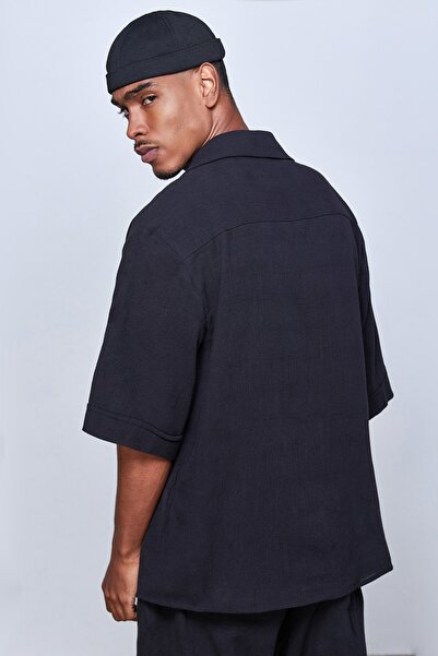 Dear Deer Black Linen Double Breasted Jacket Pants Set