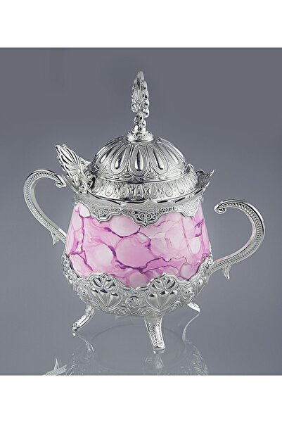 Elen Hediyelik وعاء سكر معدني وردي فضي