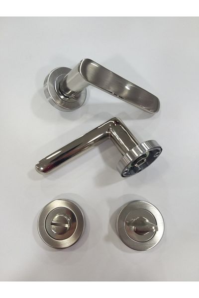 ARON Sofuoğlu Barbaros Round Stainless Rosette Nickel Satin (BATHROOM-WC) Door Handle Aluminum / Steel