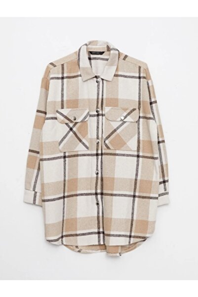 LC Waikiki Lcw Modest Ekose Uzun Kollu Flanel Kadın Oduncu Gömlek Ceket