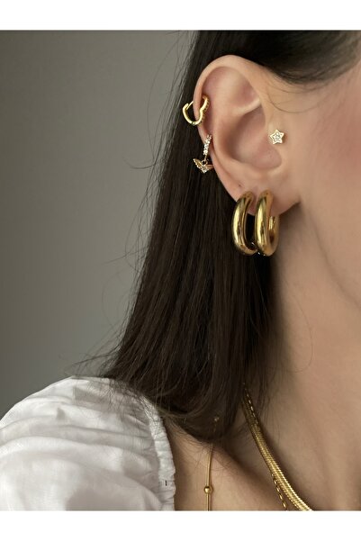 GessoJewellery Çelik Mini Double Halka Küpe 2'li