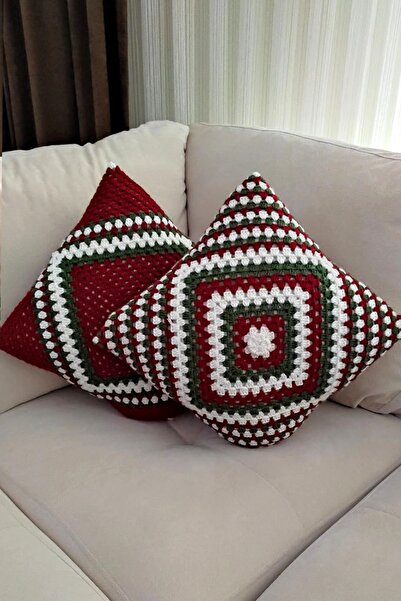 nftart.design غطاء وسادة منسوج يدويًا بطابع رأس السنة الجديدة مكون من قطعتين ...