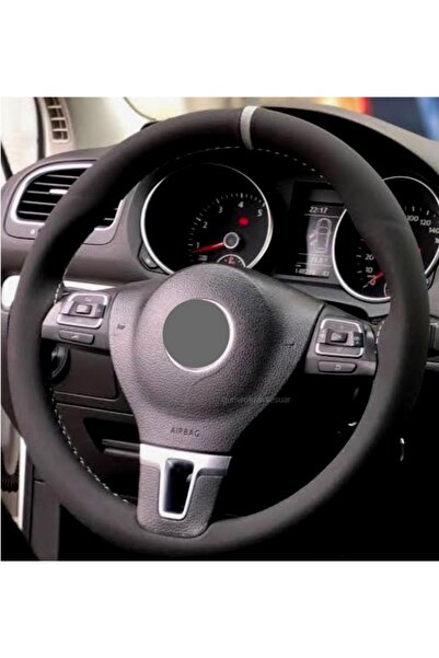 Asegaraj Volkswagen Polo 2017 > Uyumlu Dikmeli Direksiyon Kılıfı Alcantara Gr...