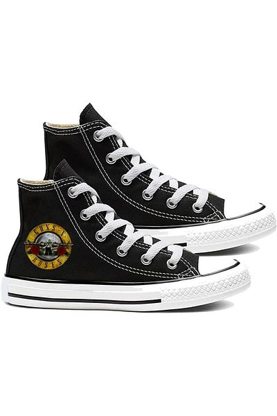 Touz Grandükkan Guns N' Roses Printed Black Canvas Shoes
