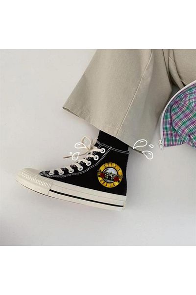 Touz Grandükkan Guns N' Roses Printed Black Canvas Shoes