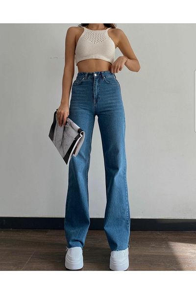 Trn JNS Flame 90's Sweet - Blugi Palazzo cu talie super înaltă din lycra largi (foarte comozi)