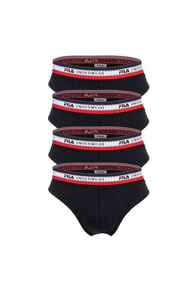 FILA Herren Slip, 4er Pack - Briefs, Logobund, Cotton Stretch, einfarbig