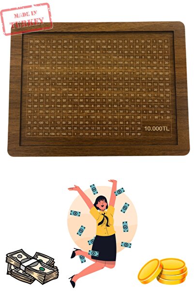 OverPazar Kumbara Hedef Biriktirme Kumbarası Ahşap Kumbara Parabox 10000 Tl K...