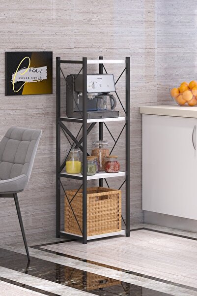 Cosargroup Metal 4 Katlı Mutfak Rafı Malzeme Dolabı 4 Raflı Mikrodalga Fırın ...