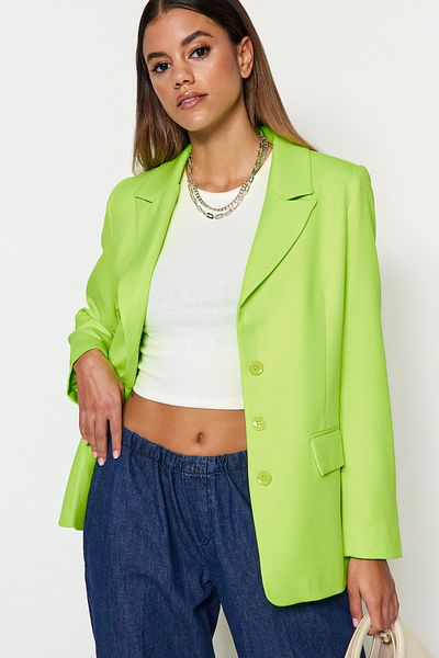 Trendyol Collection Pistaziengrüne Blazerjacke mit gewebtem Futter TWOAW22CE0168