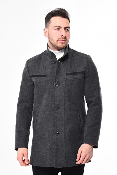 MAYKAMEN Pamuklu Slim Fit Erkek Kaşe Kaban