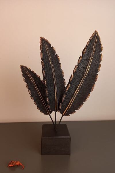 Euro Decora Lüx Dekoratif 3'lü Siyah Tüy Modern Süs Hediyelik Eşya Ev Ve Ofis...