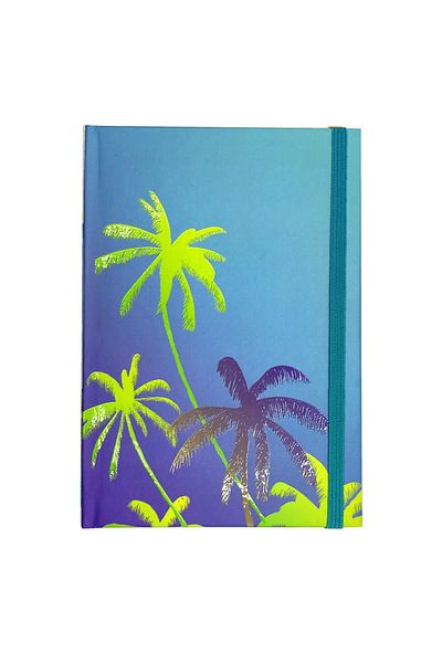 Limmy Caiet elastic A5 Bloc de note Agenda nedatat - Palmier albastru