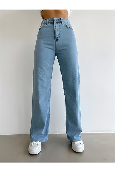 Trn JNS Anastasia Power Lycra Pantaloni de blugi pentru femei, albastru deschis, cu talie înaltă