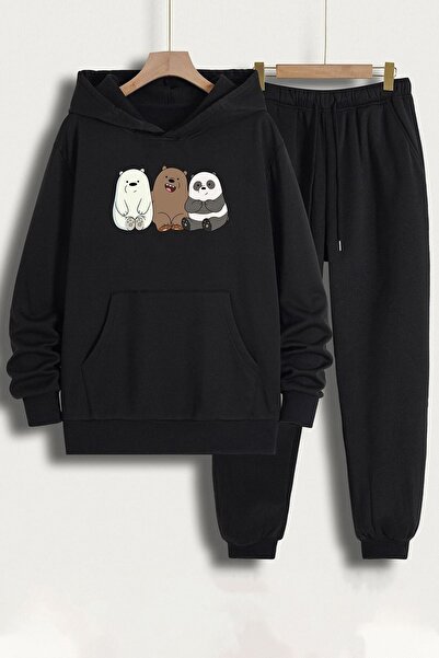 Trend Sizde طقم بدلة رياضية بتصميم خاص للجنسين مطبوع عليه دببة من الأعلى