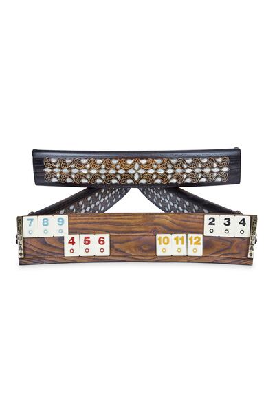 Pusula Oyun Gerçek Beyaz Sedef Işlemeli Ahşap Oval Okey Takımı Gusto Oyun Seti