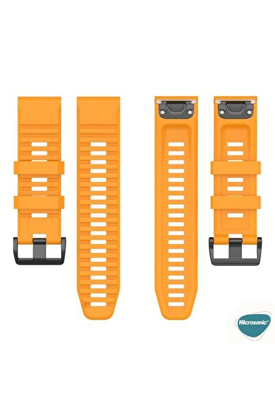 Microsonic Garmin Fenix 6 Sapphire Kordon Quick Fit Strap Band Hardal (Fenix 6 Sapphire ile Uyumlu)
