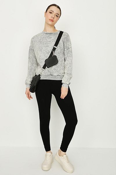 Select Moda Women's Anthracite Acid Washed Oversize Sweatshirt