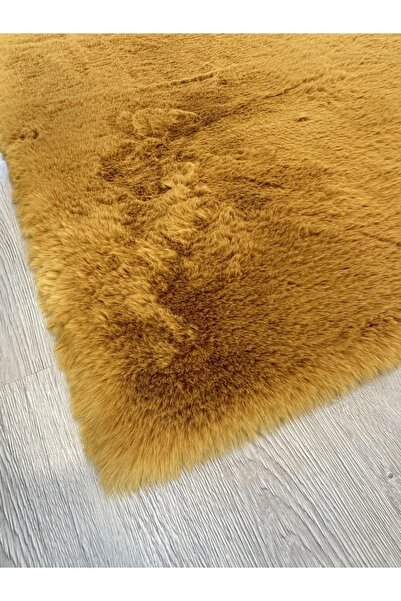 ExtraCarpet Tavşan Tüyü Premium Kalite Tüy Dökmez Halı Hardal