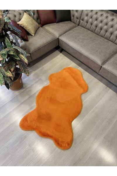 AllstarCarpet Tavşan Tüyü Post Kesim Premium Kalite Tüy Dökmez Halı Turuncu