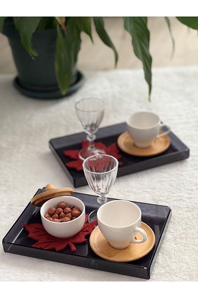 Buber Design 2-Piece Transparent Smoked Plexi Tray 14x22cm Serving Presentation Tray