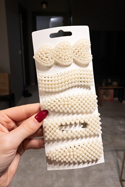 C&E Design Kadın 5'li Inci Model Yan Çıt Çıt Toka Seti