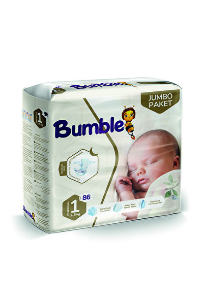 Bumble 1 Numara Yeni Doğan Bebek Bezi Jumbo Paket (86 ADET) | 2-5 Kg