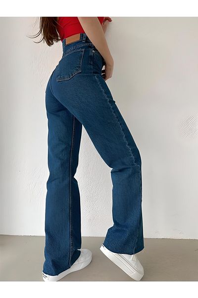 Trn JNS Pantaloni de blugi de damă Darya Power Lycra cu talie înaltă, cu picioare largi