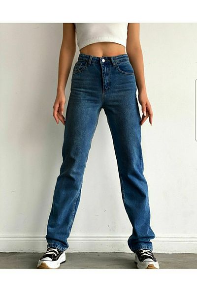 Trn JNS Pantaloni de blugi pentru femei Sofya Power Lycra, cu talie înaltă, cu picioare largi