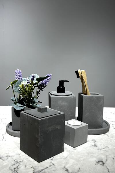 betonmall Σετ μπάνιου με τεχνητά λουλούδια σειράς Marble