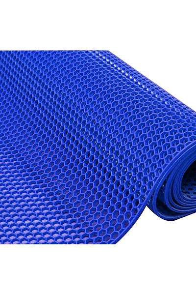 KARMAŞIK PASPAS Non-Slip PVC Mat Z Mat Honey Honeycomb Inside - Outside All Wet Floor (blue)