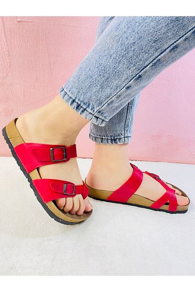 YILDIZ SHOES نعل داخلي لتقويم العظام للجنسين من Triss Flip Flop للاستخدام اليومي على الشاطئ والشاطئ والخارج والمنزل للضيوف باللون الأحمر