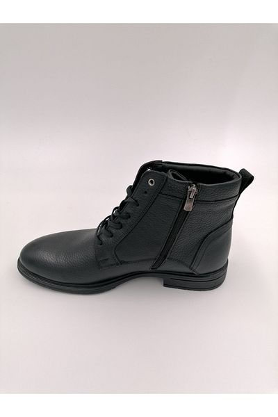 FRANCO MEN B023 Черни ботуши с цип от естествена кожа