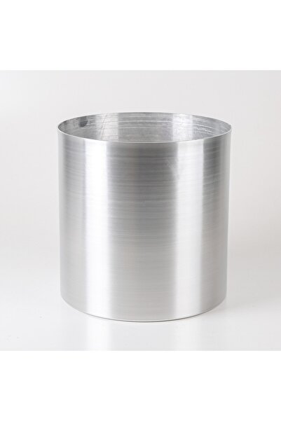 Herdekora Silindir Alüminyum Saksı Gümüş ( Ebat 30x30 Cm.)