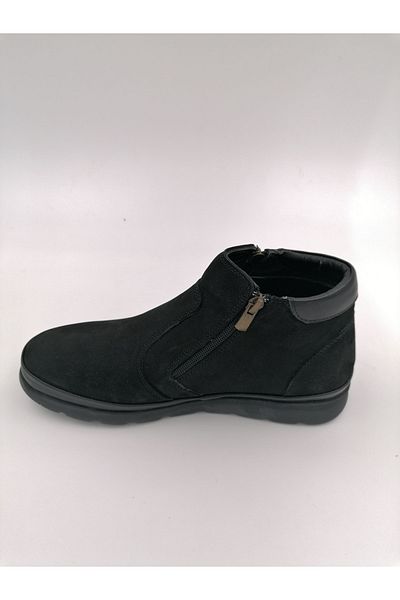 SOLMAZ 1067 Μαύρες μπότες από γνήσιο δέρμα Nubuck