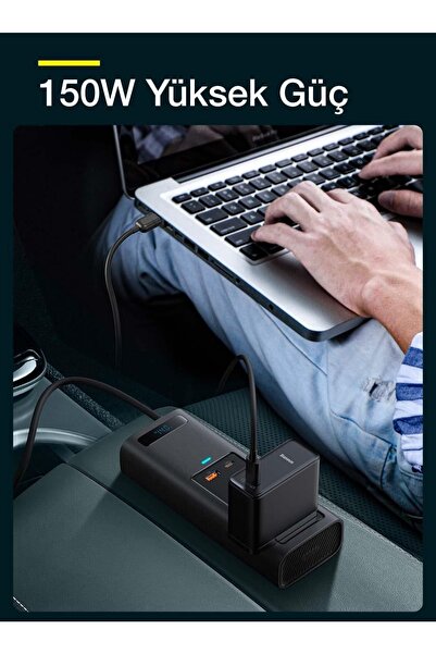 Baseus 150w Power Inverter Ac 220v Araç Içi Çakmaklık Çevirici Araç Çakmaklık Priz Dönüştürücü