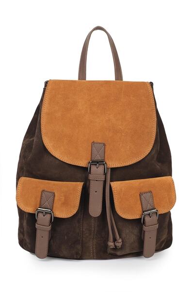 Ysmn Hakiki Deri Süet Kadın Sırt Çantası Kahverengi/taba Yc041947dsu