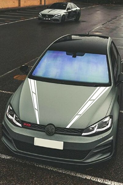 STİCKERCI BEY Kaput Sticker 2 Adet 10*60 Cm Çift Şerit Kaput Kaplama Folyo Ak...