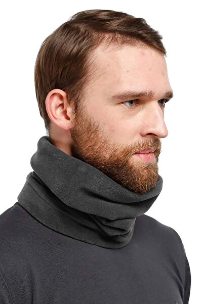 lovebox Men's Gray Fleece Beanie Fleece Neck Collar with Two Different Shapes