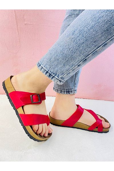 YILDIZ SHOES Orthopedic Insole Flip Flops Daily Holiday Summer Beach Outdoor Home Guest Slippers Red