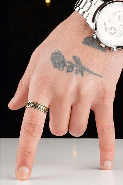 The Collection Caesar Crown Leaf Model Unisex Adjustable Double Color Ring