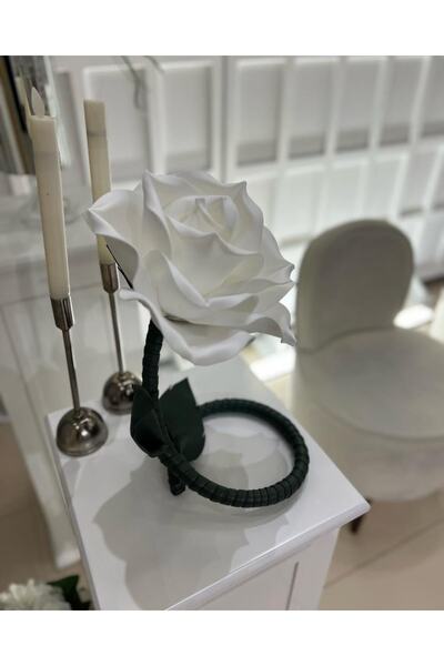Maison Avf Ev Dekorasyon Dekoratif Yapay Latex Eva Gül (üst Beyaz-alt Yeşil)