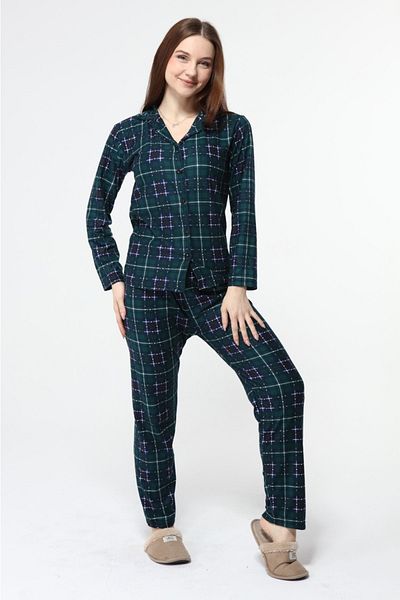Nehir tekstil Set de pijamale pentru femei, din piele intoarsa, cu nasturi in fata