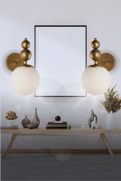 VEDA AVİZE Venus 2-Piece Wall Sconce Antique Model - Antique White Glass - Modern Wall Sconce