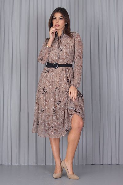 XXL BUTİK Rochie din șifon cu model, cu curea și umeri, Xap04