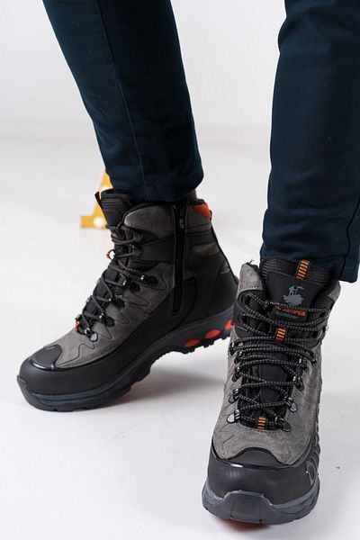 Aymood Cizme Bărbați Iarnă Lace Up Traking Portocaliu Afumat