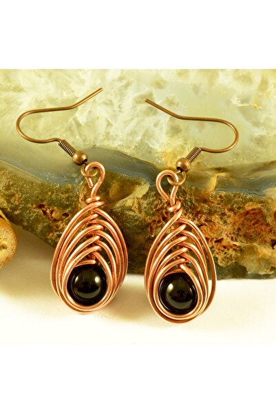 mba handmade jewelry أقراط من النحاس النقي مصنوعة يدويًا من كريستال العقيق