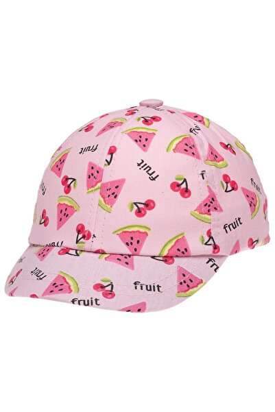 MİNİKO KİDS Kitti 1015-01 Kız Bebek Desenli Kasketli Şapka 0-12 Ay