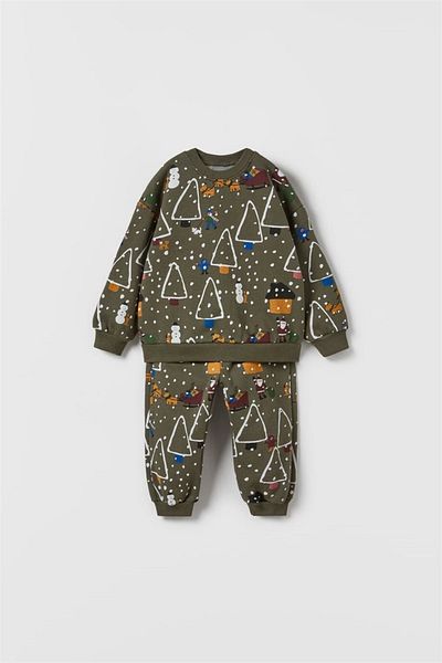 MİNİKO KİDS Unisex Christmas Themed Crew Neck Cotton Set